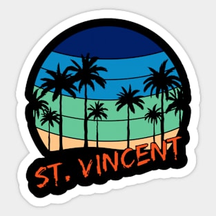 St. Vincent Retro Vintage Sunset Beach Design Sticker